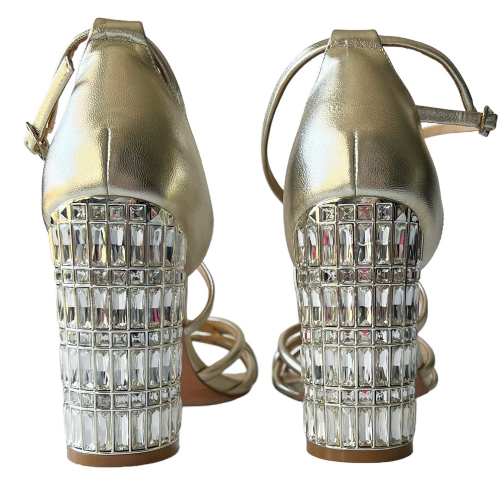 Badgley Mischka Soria Metallic Rhinestone Heels | 9 - Picture 3 of 11